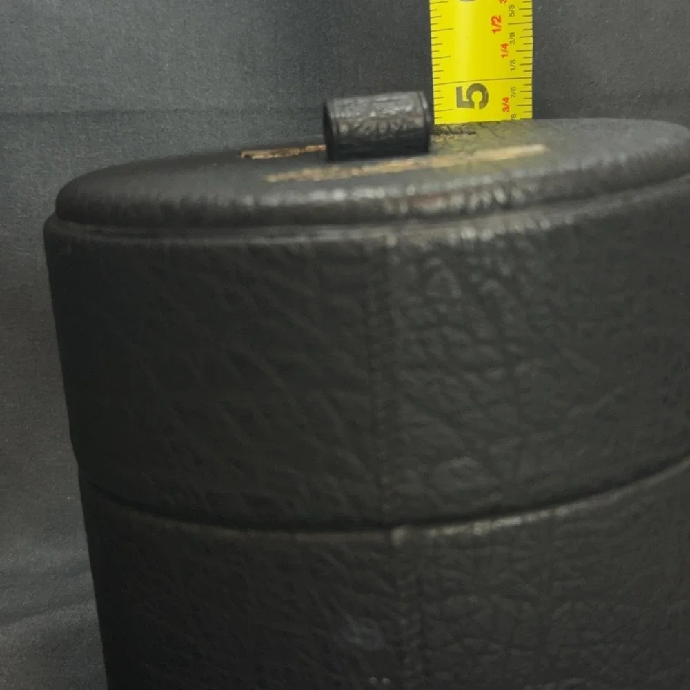 Vintage Small Black Cylindrical Keepsake Box 3pc Stackable Foam Insert Keys